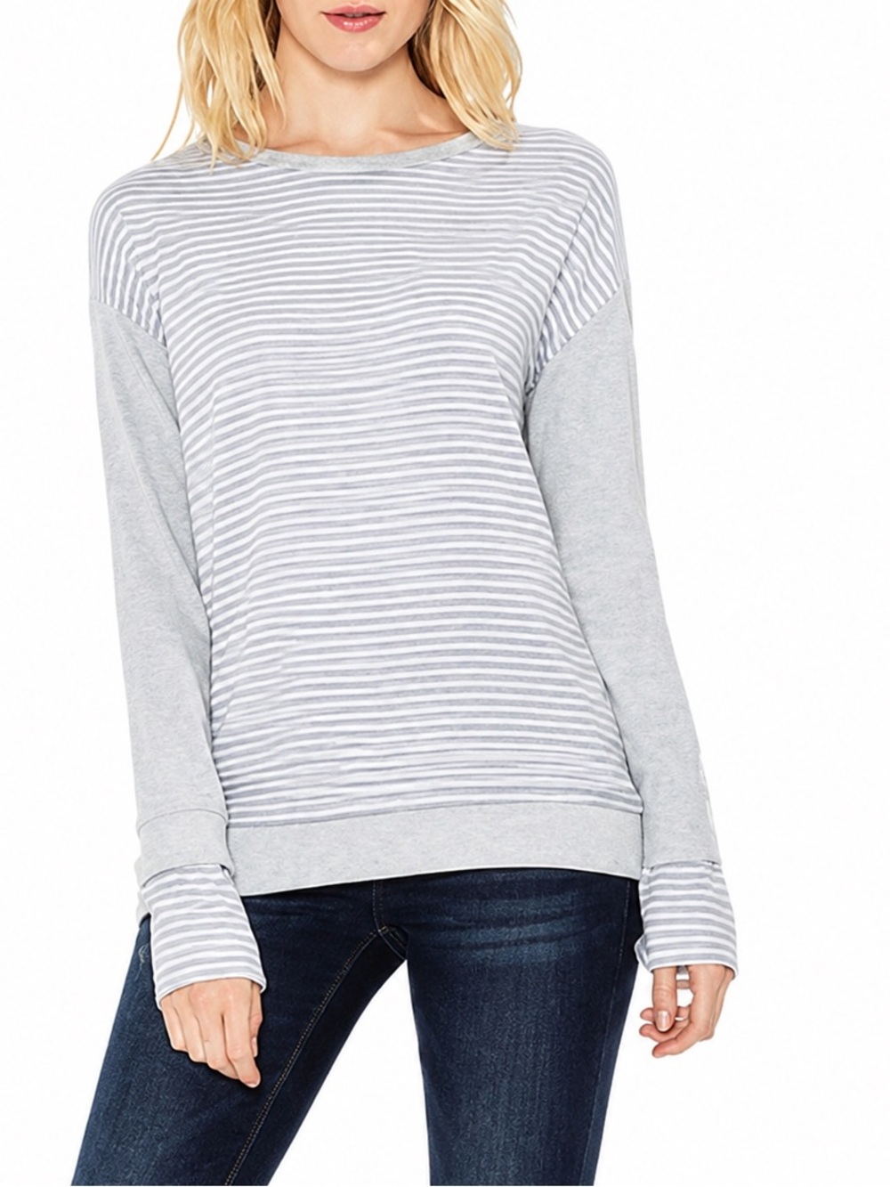 Two by Vince Camuto Striped Sweatshirt Top Preppy Casual Coastal Nautical XS
